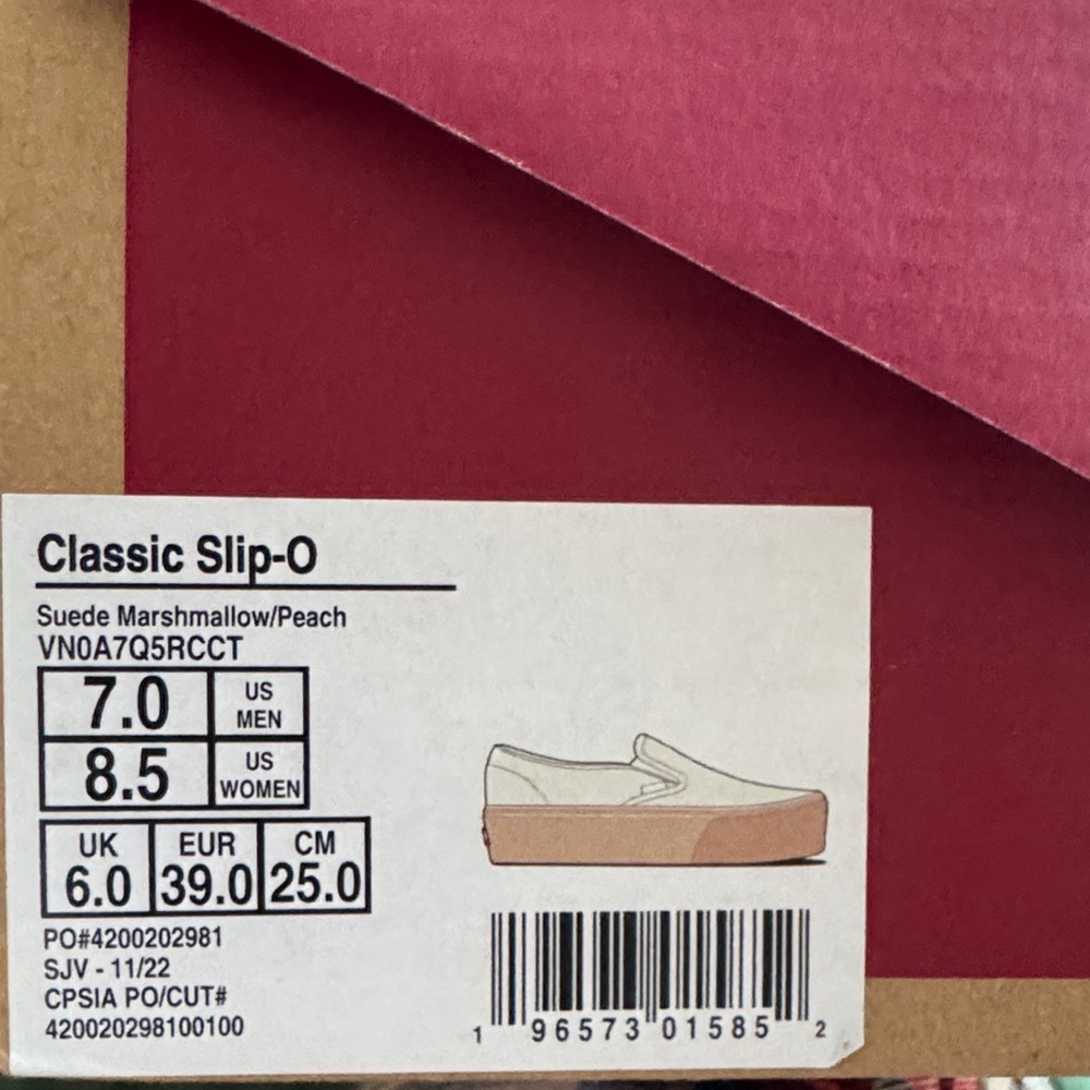 Vans Women's Marshmallow Peach Slip-On Sneakers